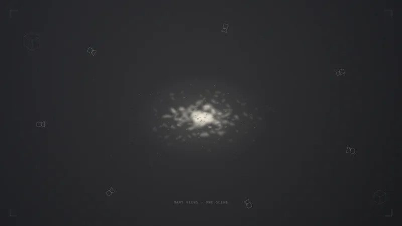 Gaussian splatting scene reconstruction — millions of 3D Gaussians rendered in real time